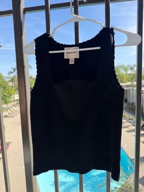 Industry Black Ribbed Square-Neck Tank